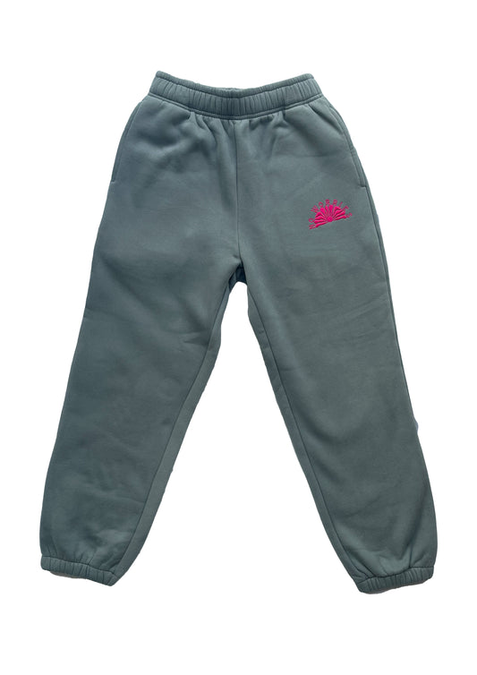 Adults Embroidered Coastline Joggers-Grey/Fuchsia