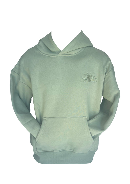 Adults Embroidered Clam Hoodie-Sage