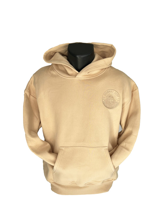 Adults Embroidered Wave Hoodie-Sand