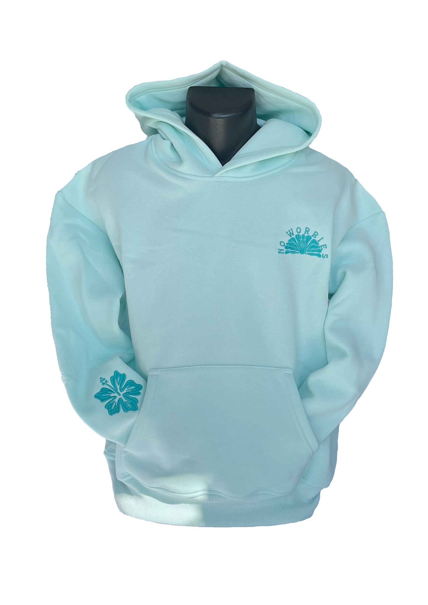 Adults Embroidered Mermaid Stamp Hoodie-Mint