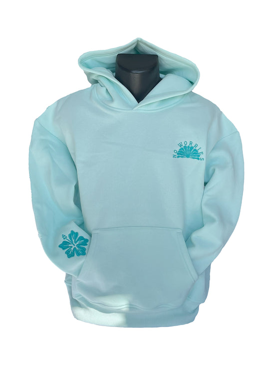 Adults Embroidered Mermaid Stamp Hoodie-Mint