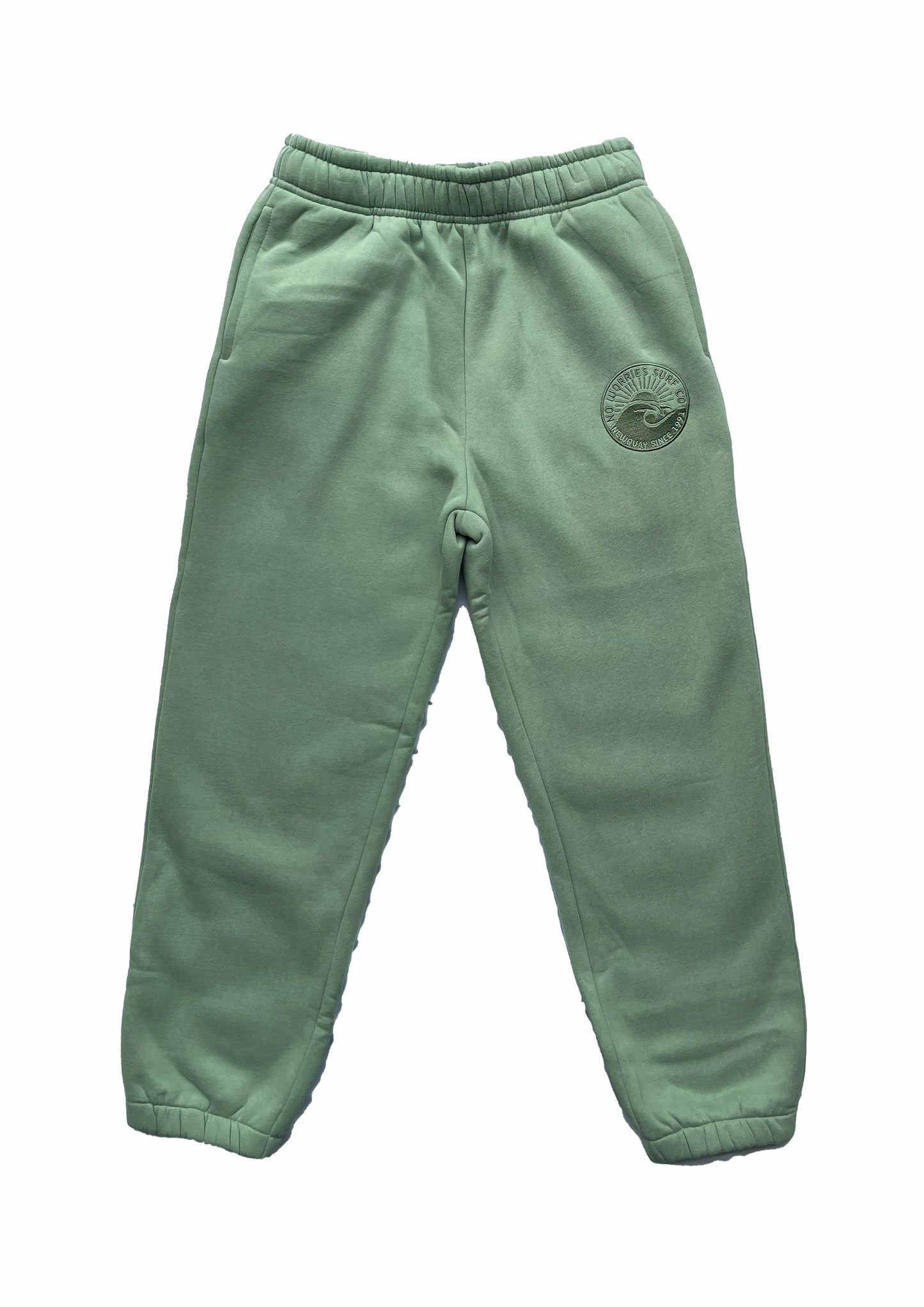 Adults Embroidered Wave Joggers-Sage