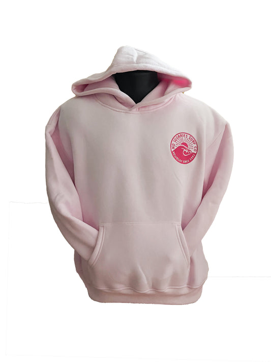 Adults Embroidered Wave Hoodie-Baby Pink