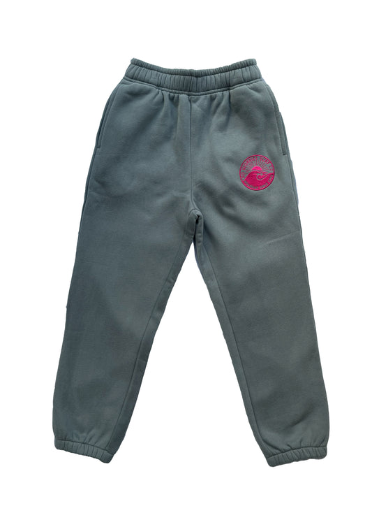 Adults Embroidered Wave Joggers-Grey