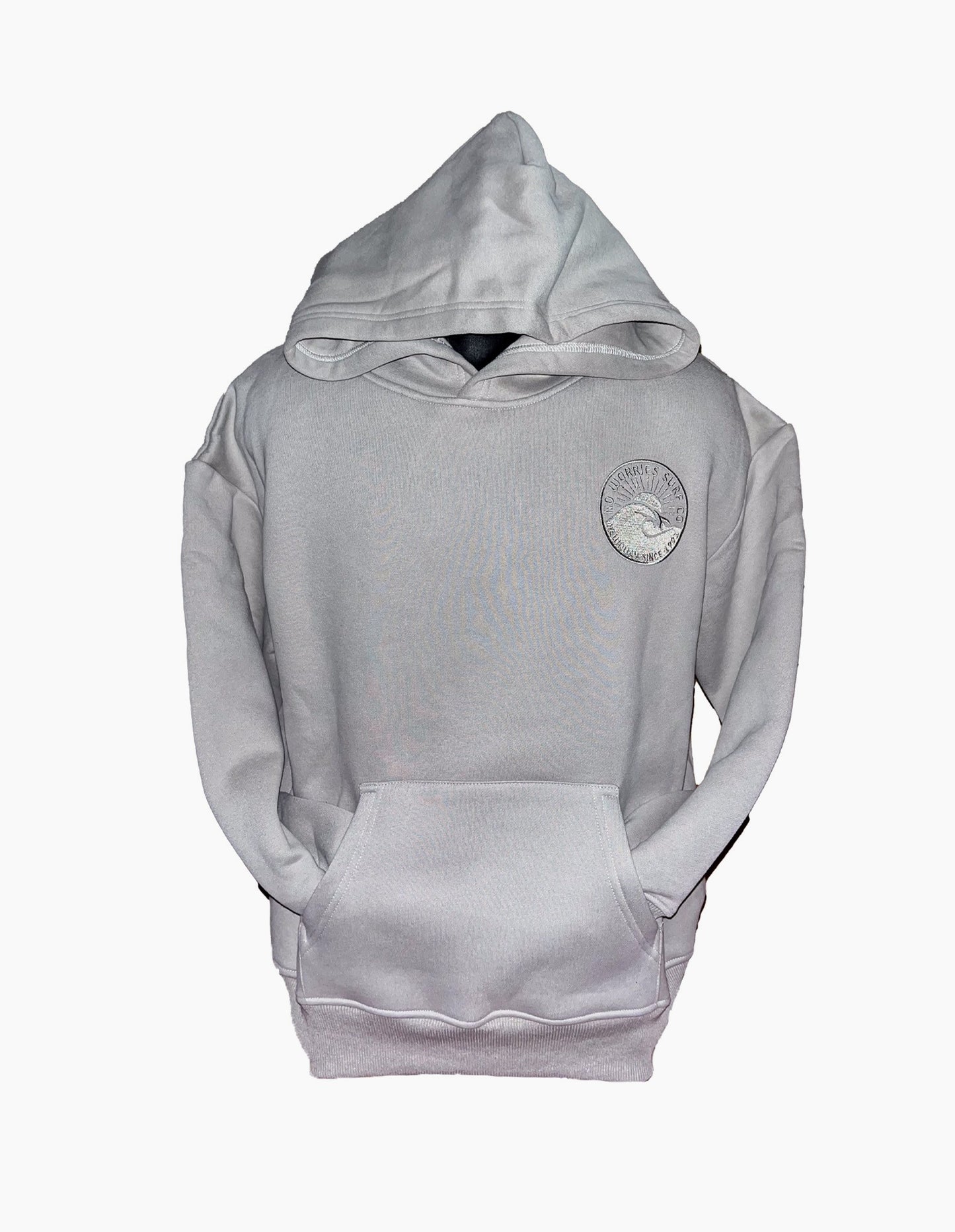 Adults Embroidered Wave Hoodie-Grey