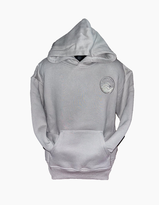 Adults Embroidered Wave Hoodie-Grey