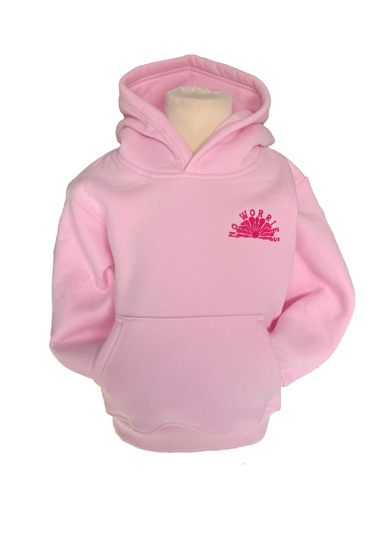 Kids Embroidered Island Bay Hoodie-Baby Pink