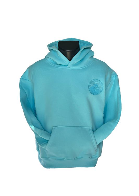 Adults Embroidered Wave Hoodie-Aqua