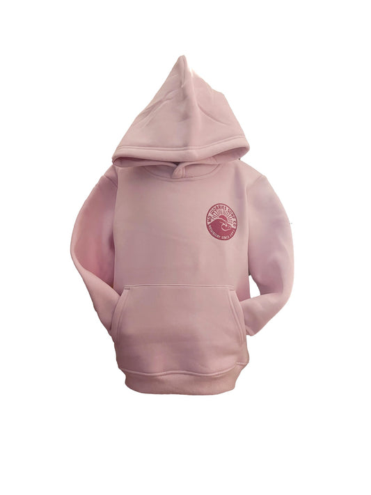 Kids Embroidered Wave Hoodie-Baby Pink