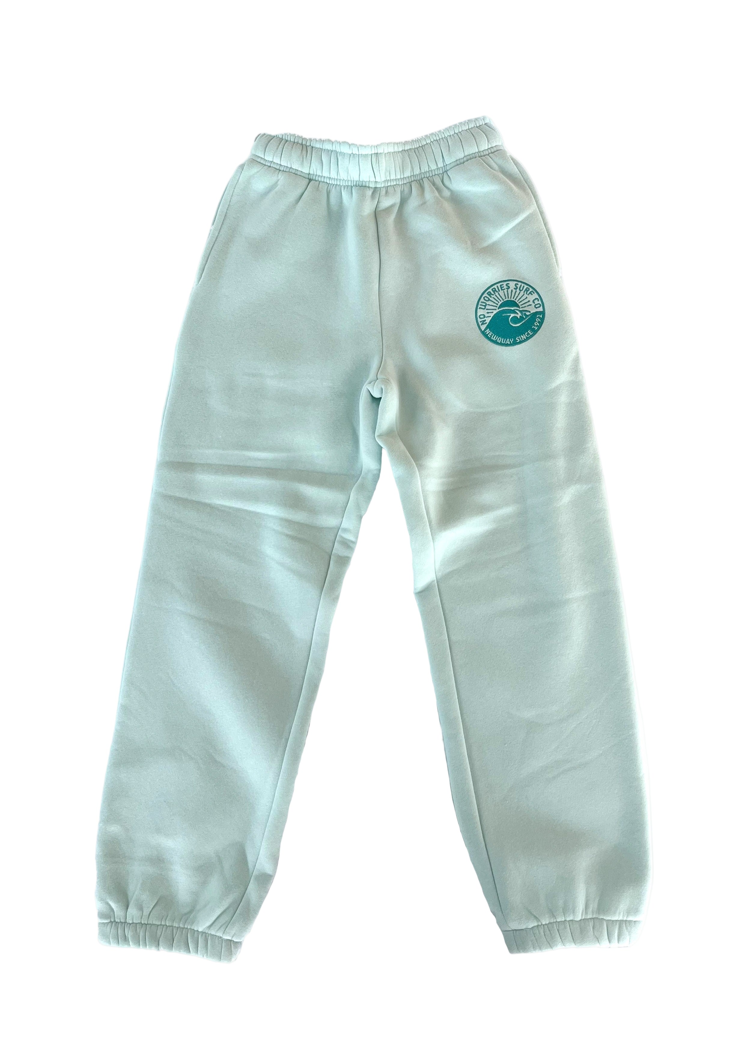 Adults Embroidered Wave Joggers-Mint
