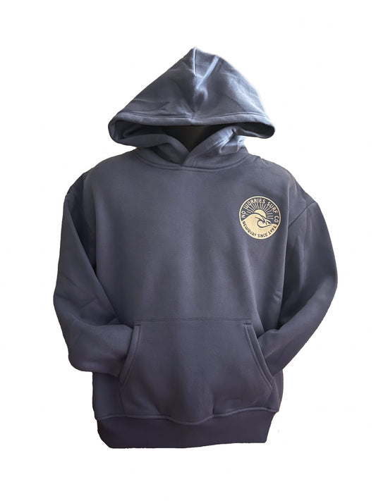 Adults Embroidered Wave Hoodie-Blue
