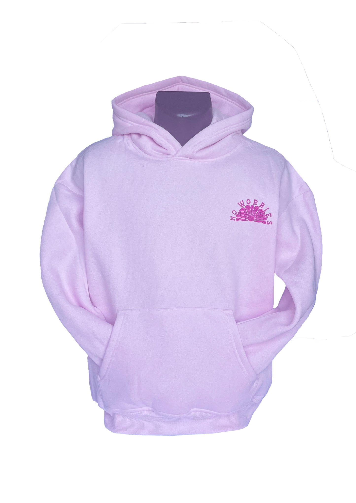 Adults Embroidered Hibiscus Hoodie-Baby Pink