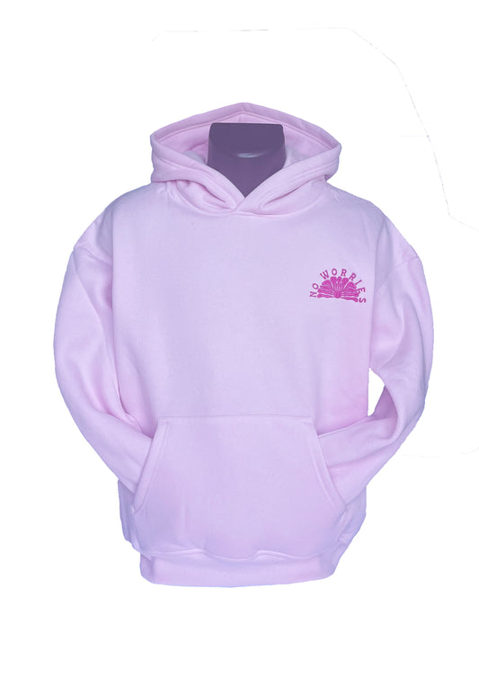 Adults Embroidered Hibiscus Hoodie-Baby Pink