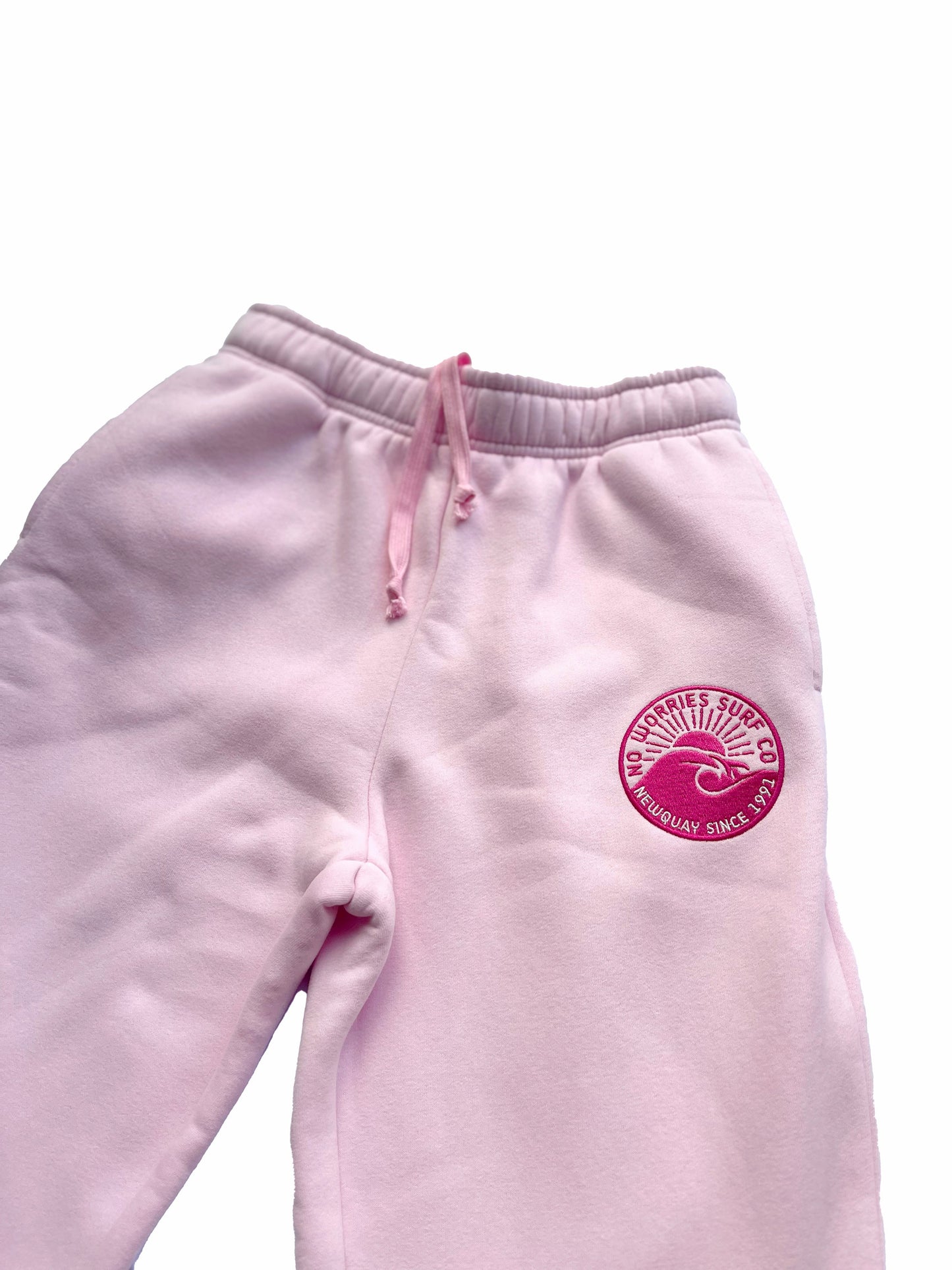 Adults Embroidered Wave Joggers-Baby Pink