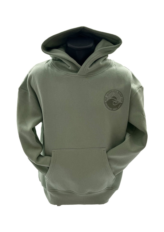 Adults Embroidered Wave Hoodie-Sage