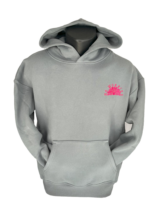 Adults Embroidered Island Bay Hoodie-Grey/Fuchsia