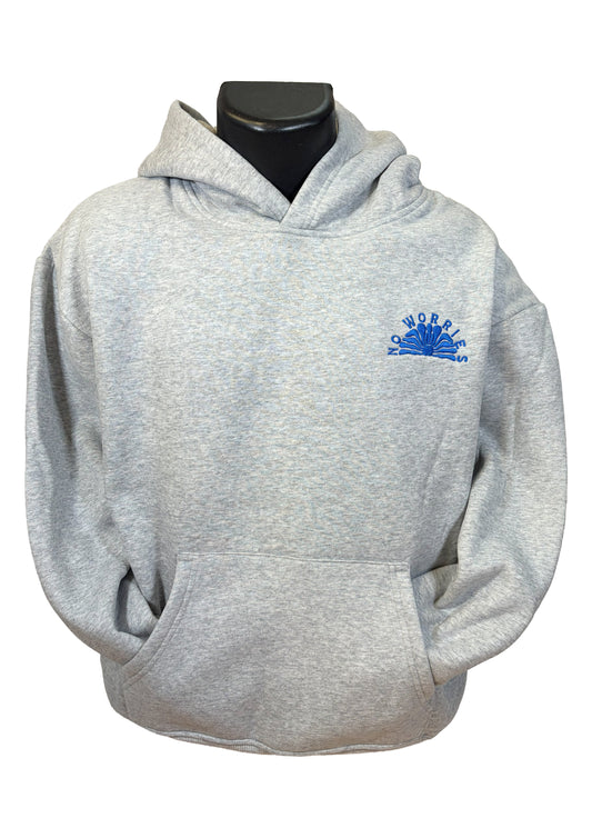 Adults Embroidered Hibiscus Hoodie-Heather Grey