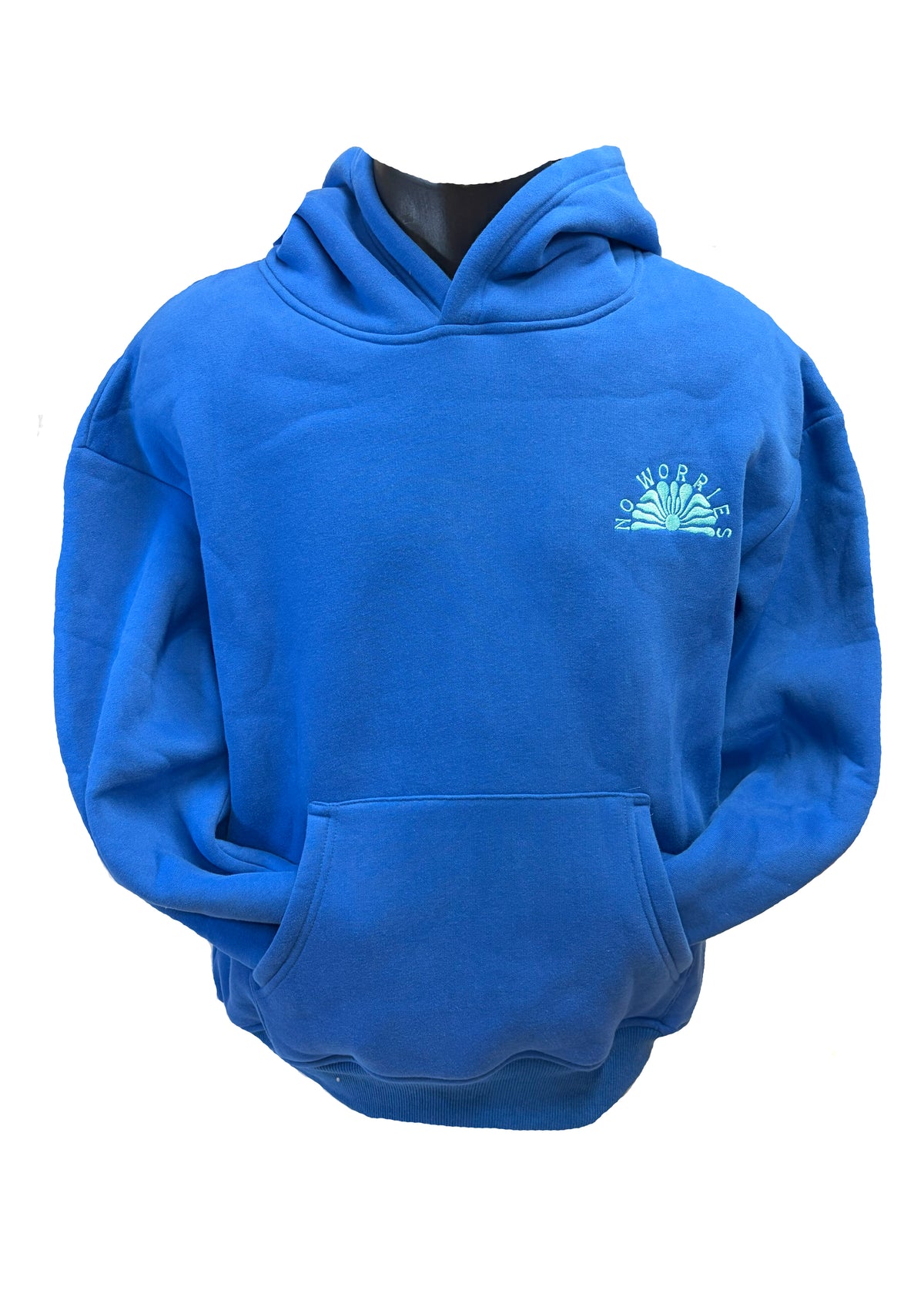 Adults Embroidered Hibiscus Hoodie-Royal Blue