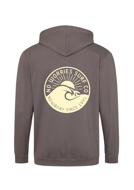 Adults Zip-Up Wave Hoodie-Mocha