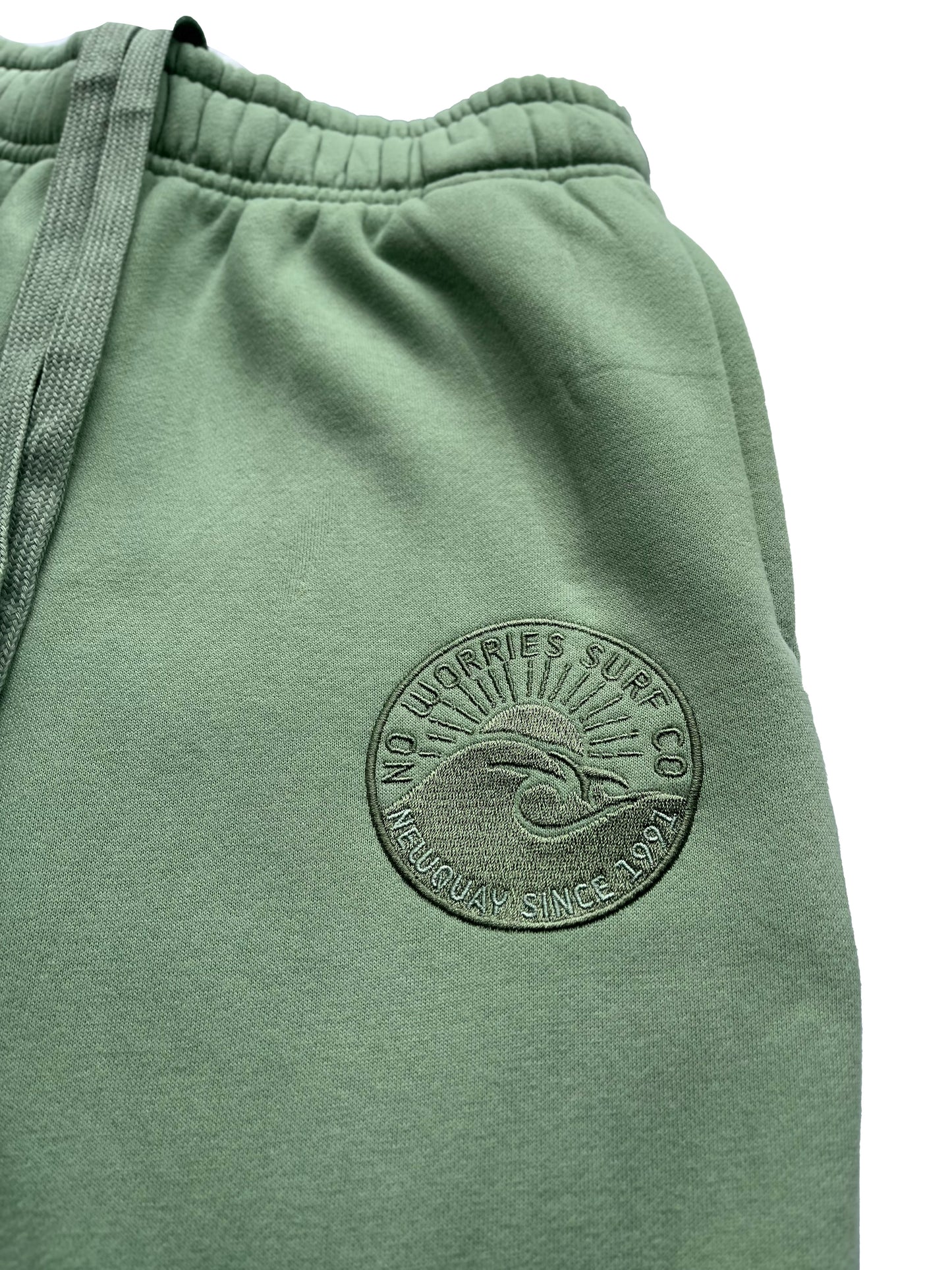 Adults Embroidered Wave Joggers-Sage