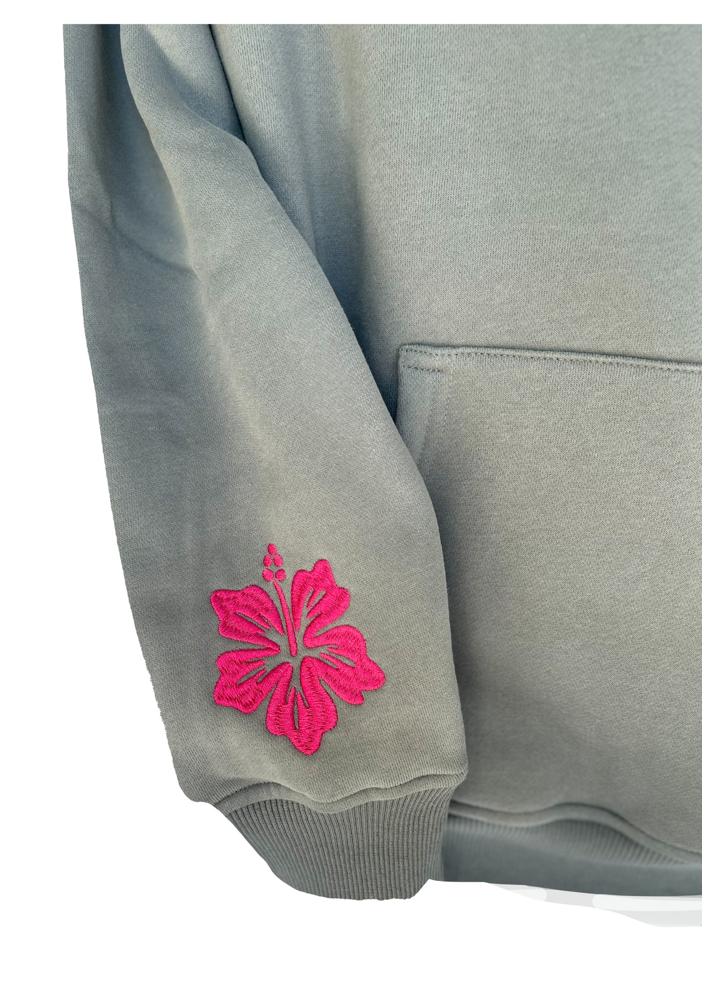 Adults Embroidered Mermaid Stamp Hoodie-Grey/Fuchsia