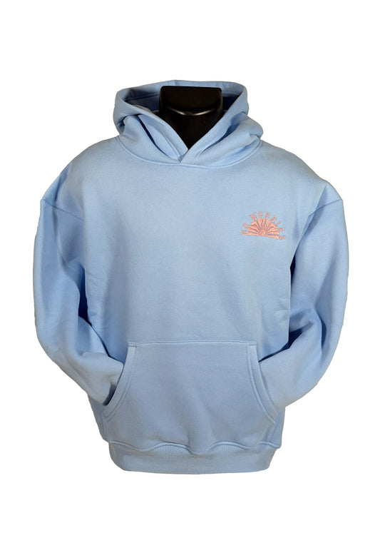 Adults Embroidered The Slow Lane Hoodie-Sky Blue