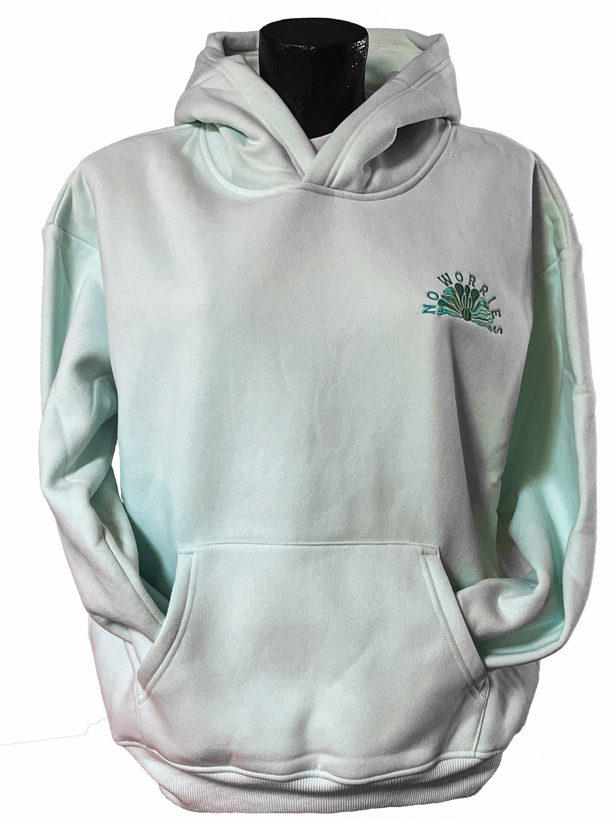 Adults Embroidered Turtle Hoodie-Mint
