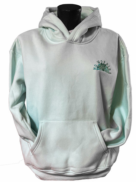 Adults Embroidered Turtle Hoodie-Mint