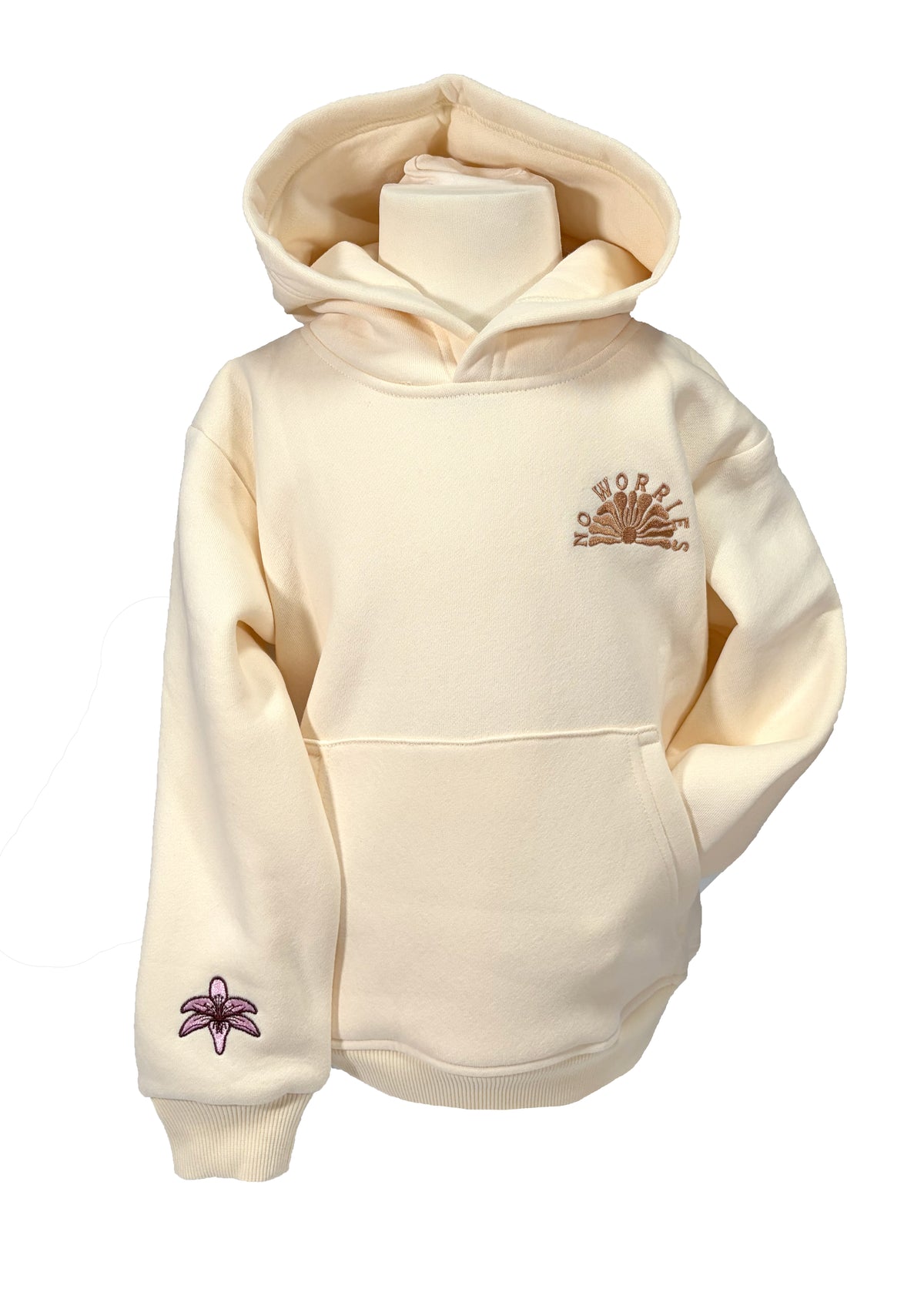 Kids Floral Boards Hoodie-Vanilla