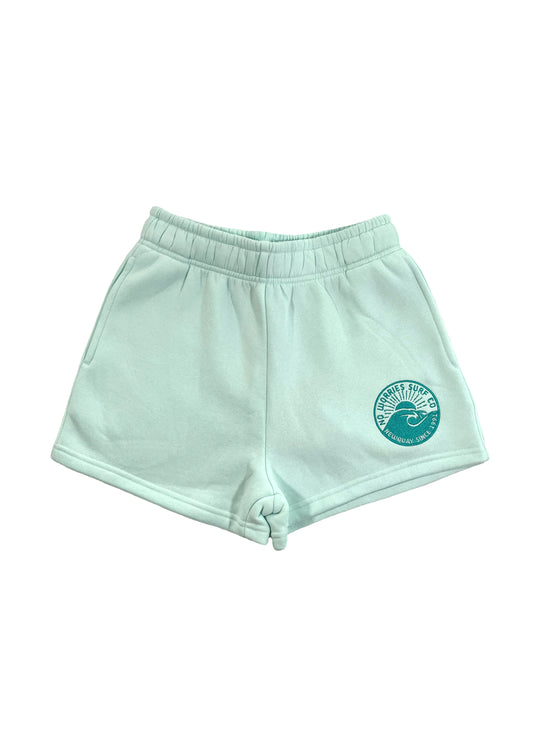 Adults Embroidered Wave Shorts-Mint