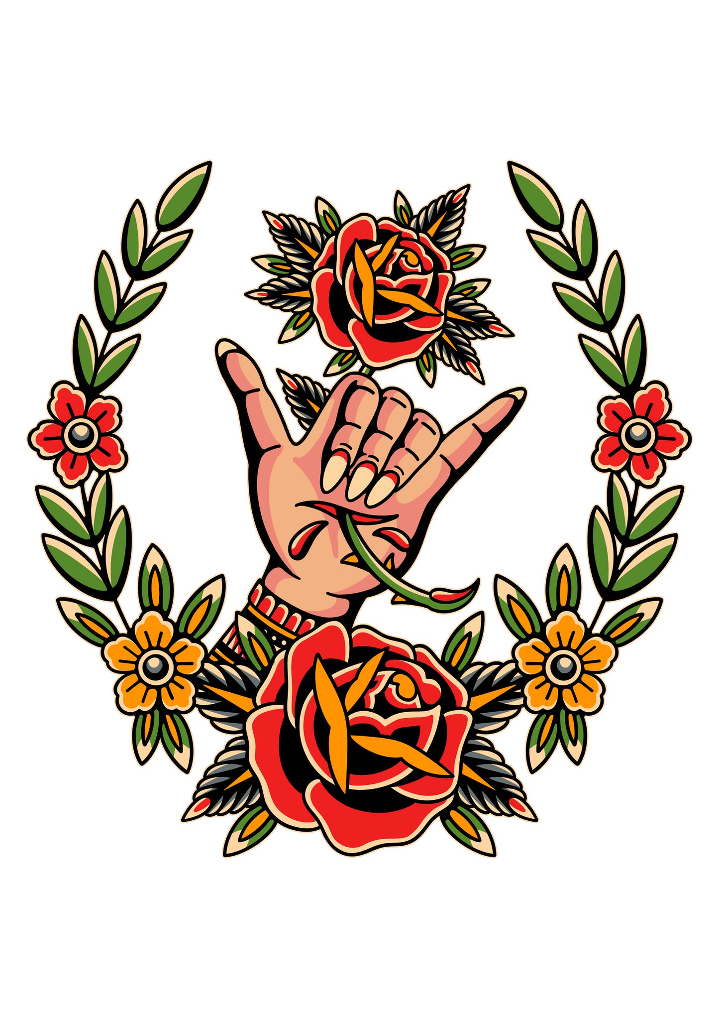 Adults Tattoo Shaka T-Shirt