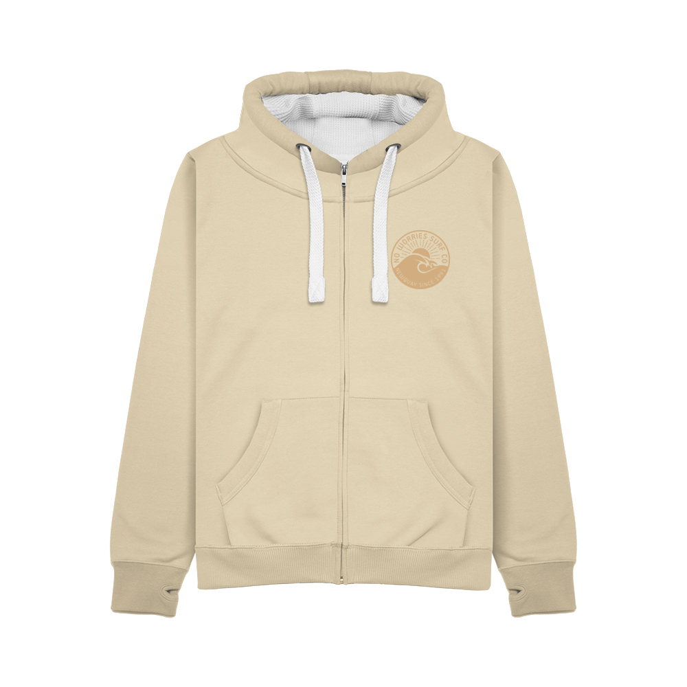 Ultra Premium Zip Up Wave Hoodie - Ivory