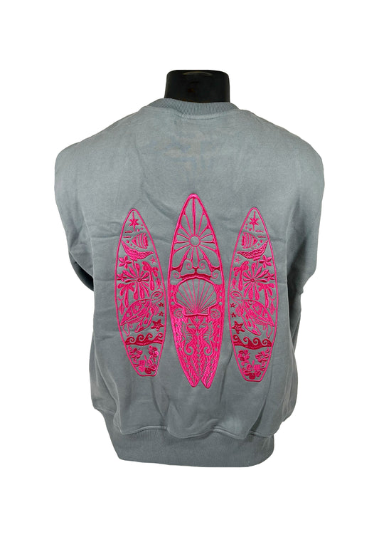 Adults Embroidered Shellscape Sweatshirt-Grey