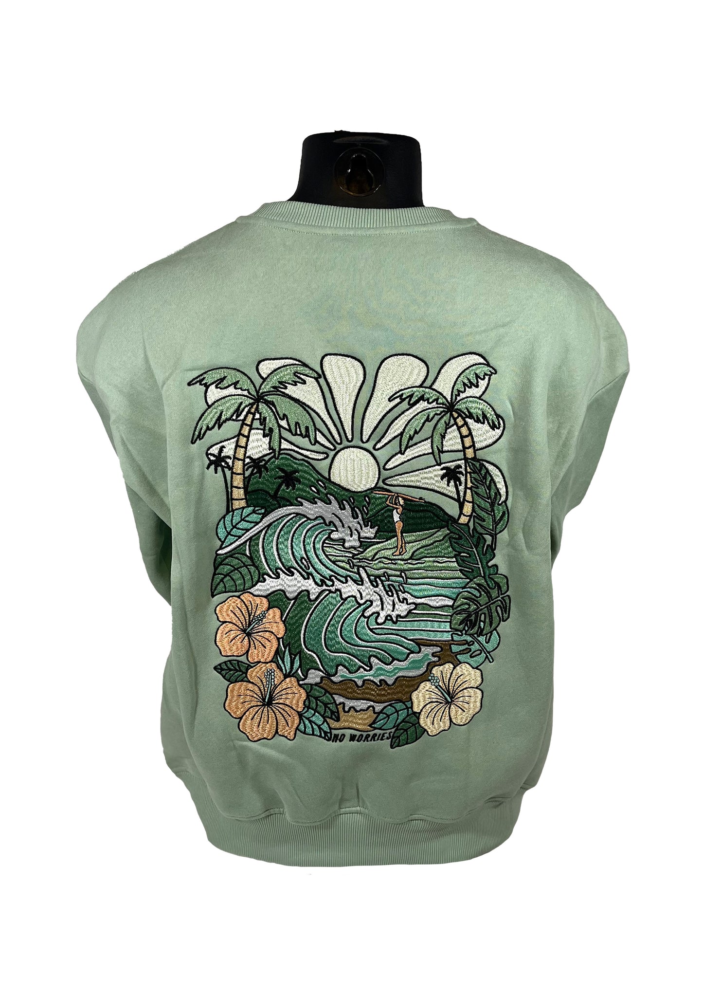 Adults Embroidered Sea Green Sweatshirt
