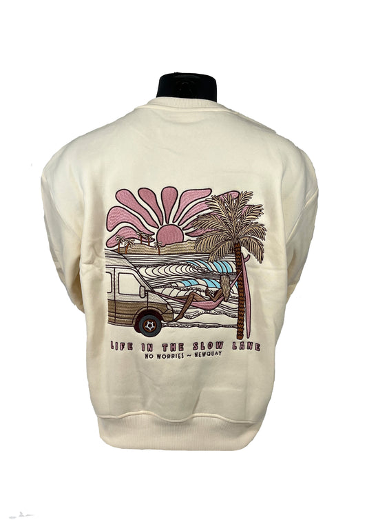 Adults Embroidered The Slow Lane Sweatshirt