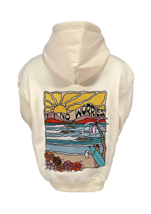 Adults Embroidered Beach Surfer Hoodie