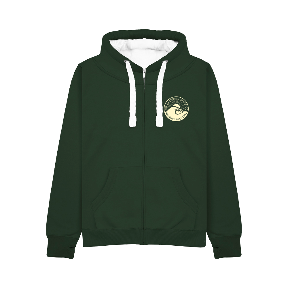 Ultra Premium Zip Up Wave Hoodie - Bottle Green