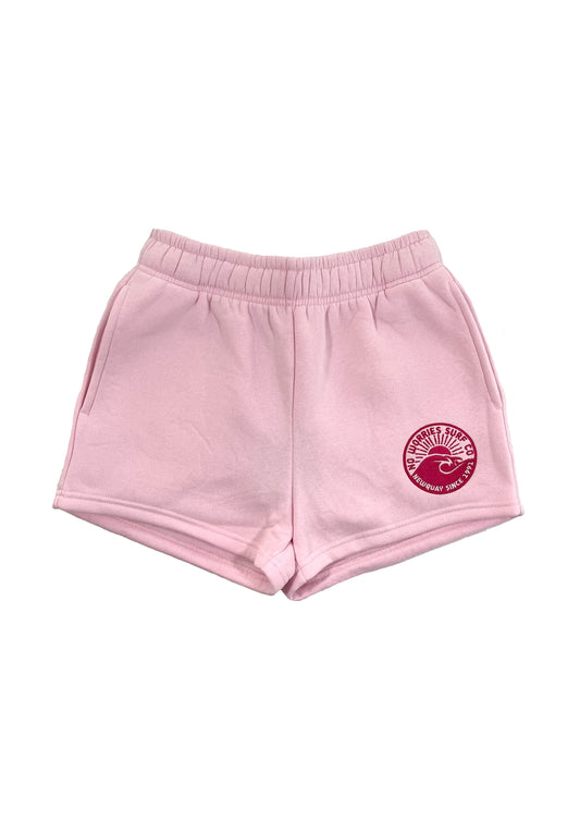 Adults Embroidered Wave Shorts-Baby Pink