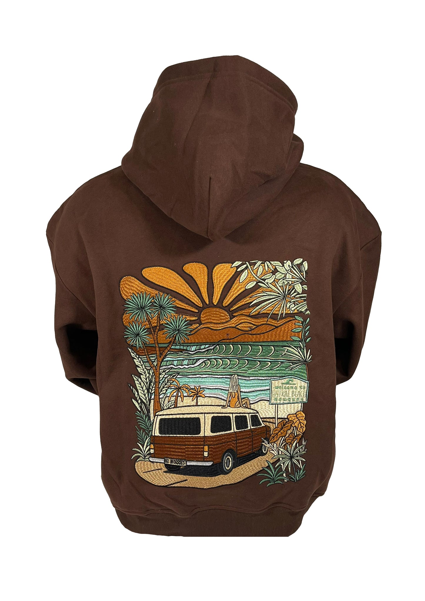 Adults Embroidered Welcome Hoodie-Chocolate
