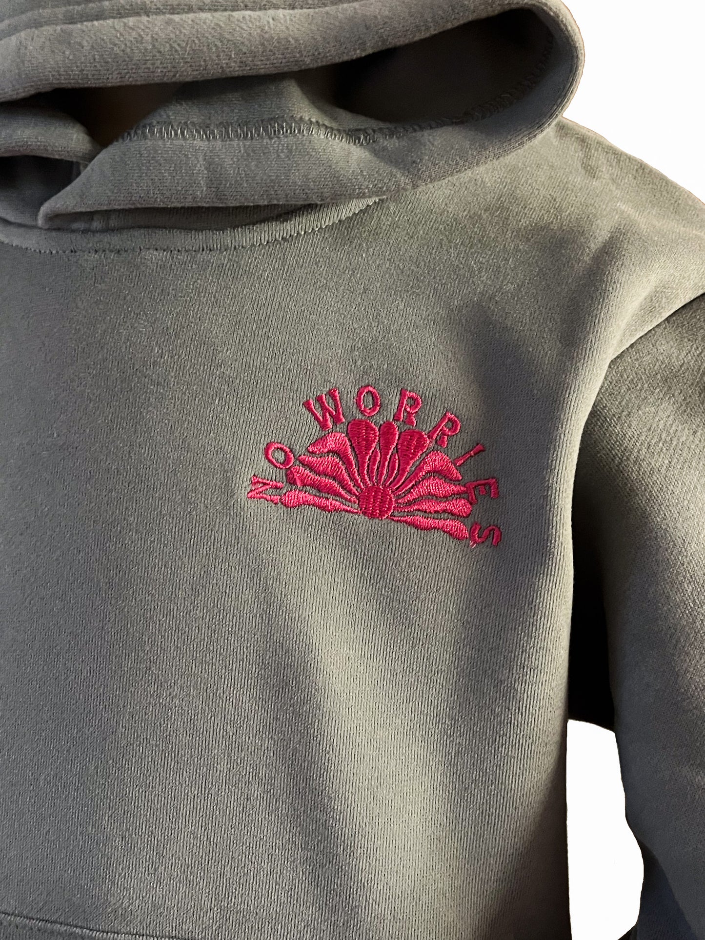 Kids Embroidered Shellscape Hoodie-Grey/Fuchsia