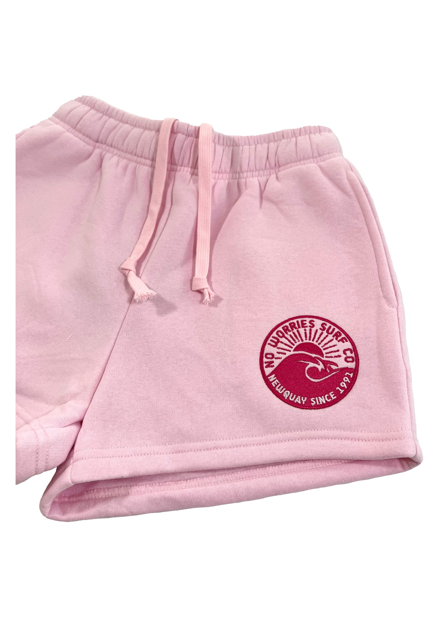 Adults Embroidered Wave Shorts-Baby Pink