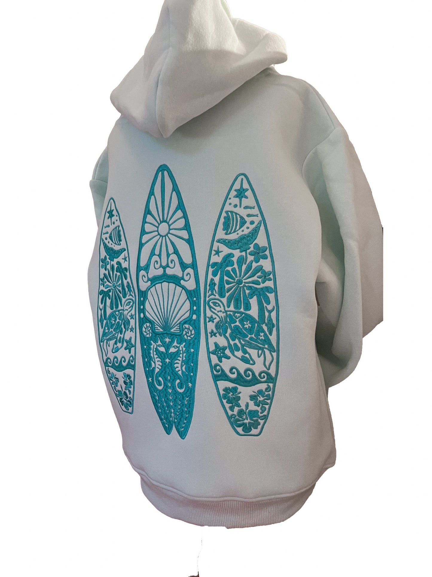 Kids Embroidered Shellscape Hoodie-Mint