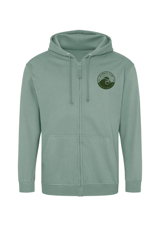 Adults Zip-Up Wave Hoodie-Dusty Green