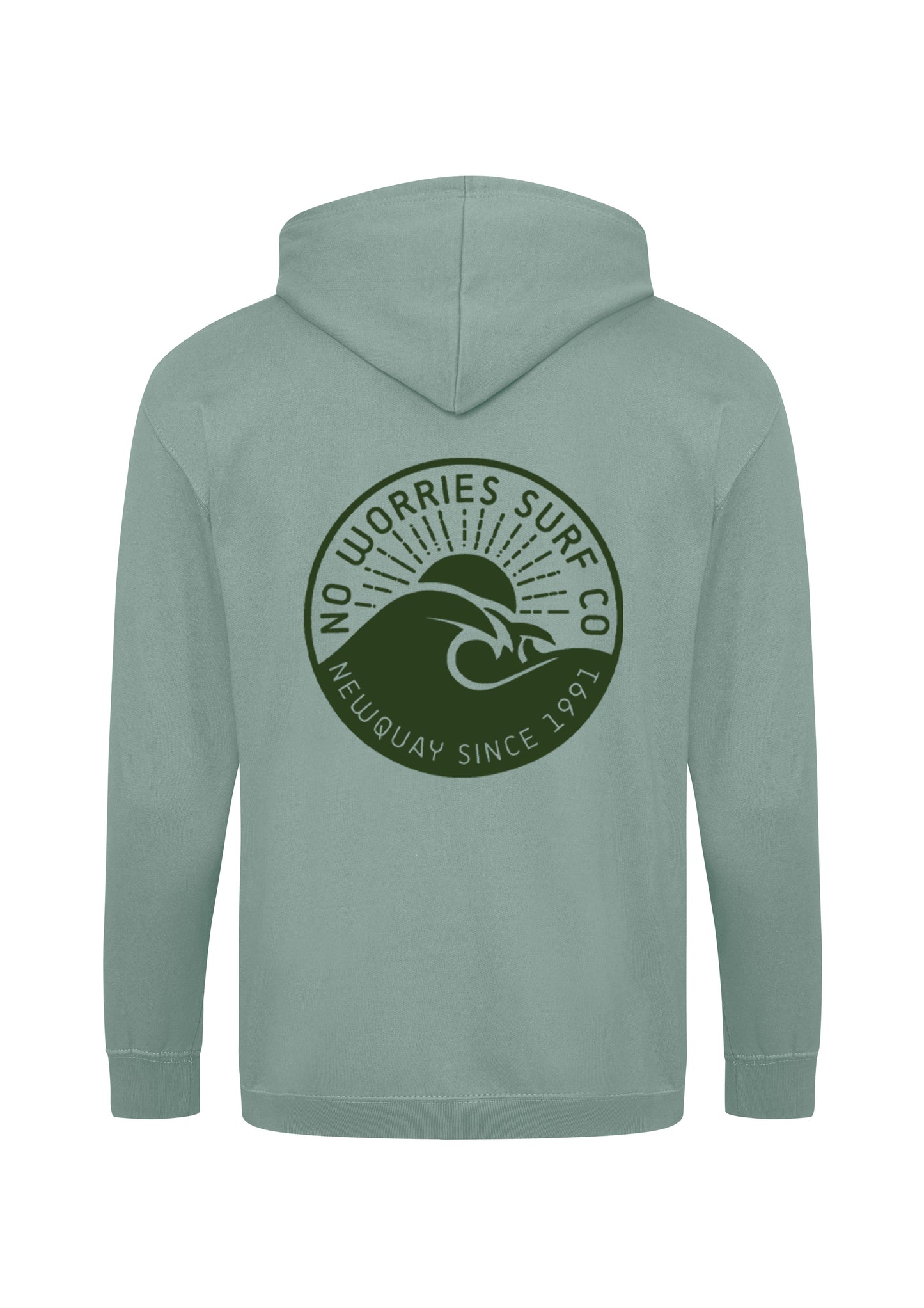 Adults Zip-Up Wave Hoodie-Dusty Green