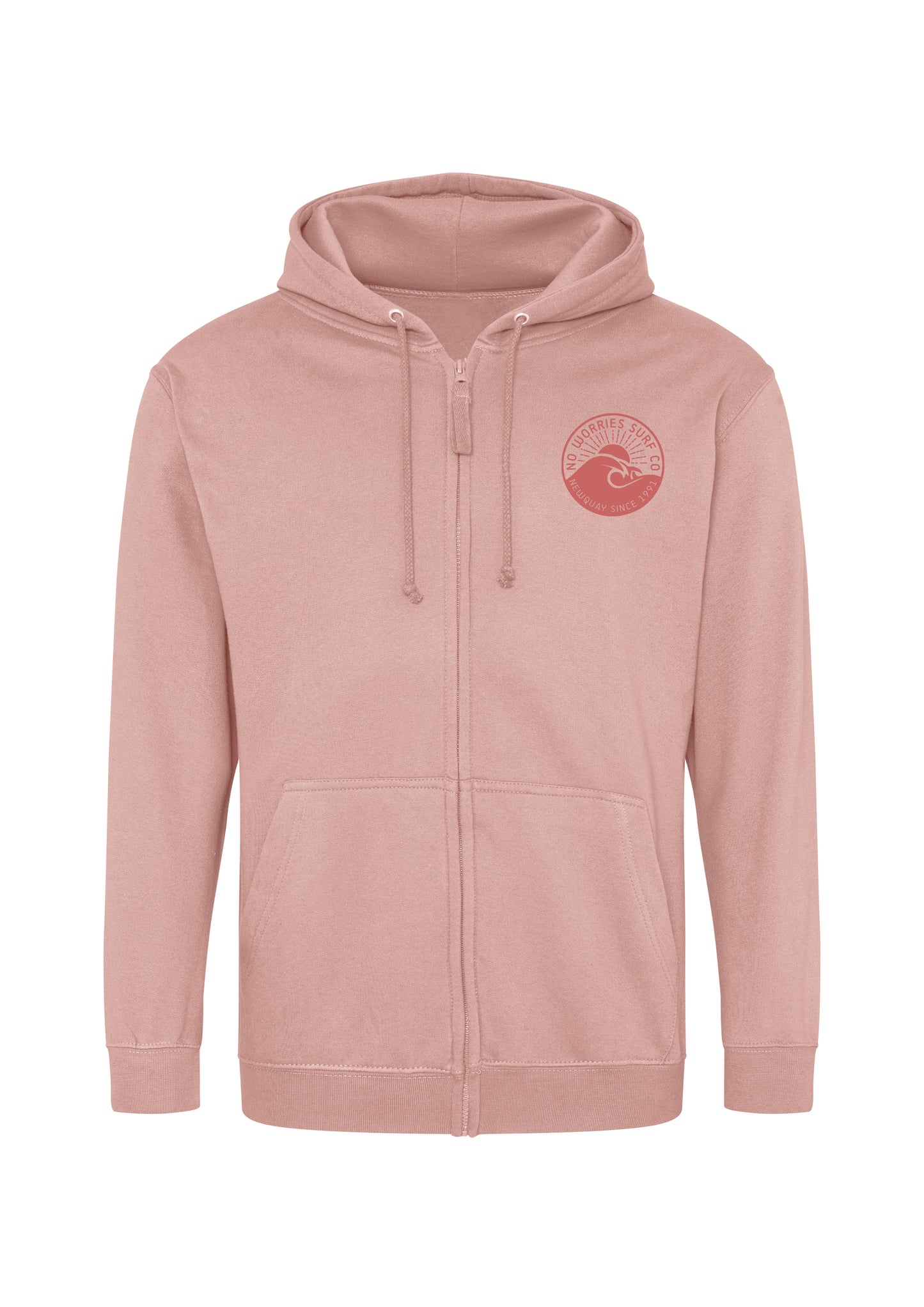 Adults Zip-Up Wave Hoodie-Dusty Pink