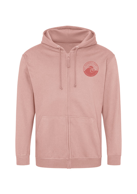 Adults Zip-Up Wave Hoodie-Dusty Pink