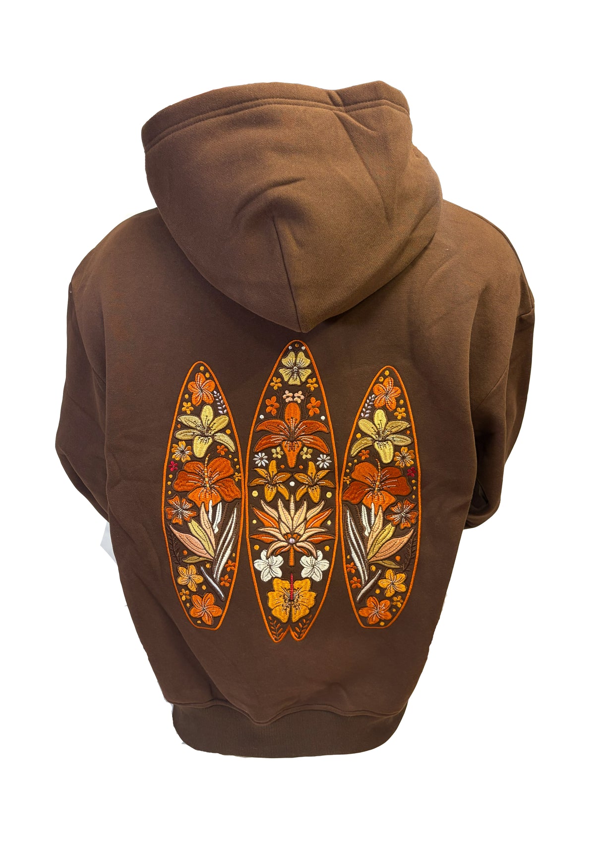 Adults Embroidered Floral Boards Zip-up-Chocolate
