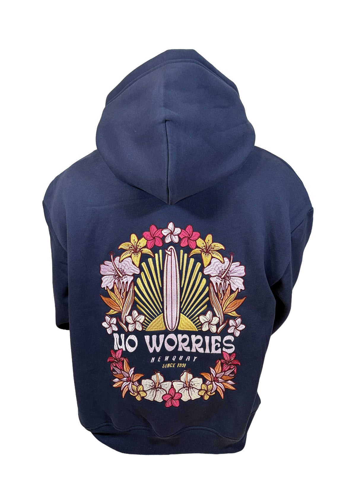 Adults Embroidered Flower Surf Hoodie