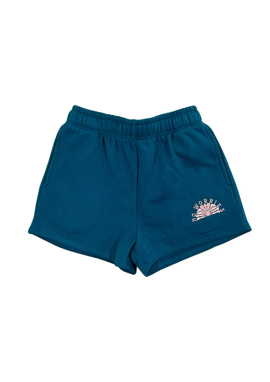 Adults Embroidered Coastline Shorts-Deep Sea Blue
