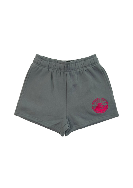 Adults Embroidered Wave Shorts-Grey